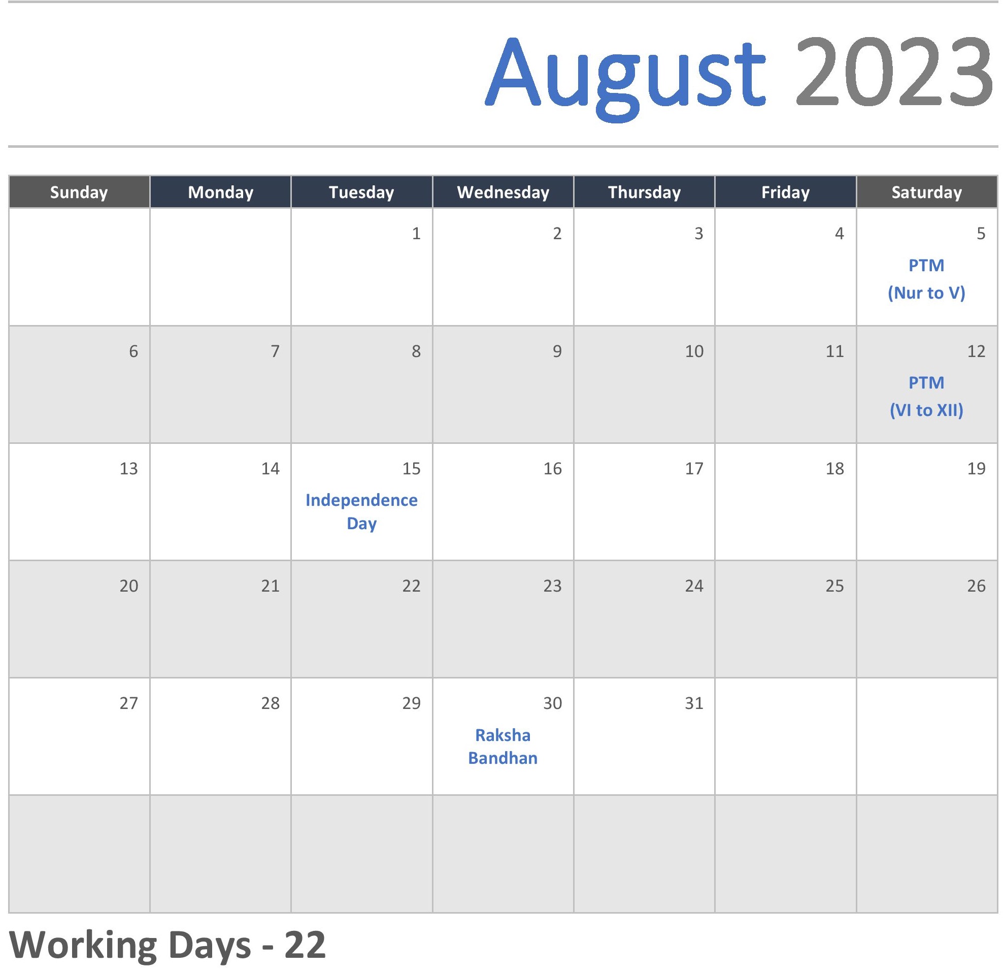 JKG Calendar