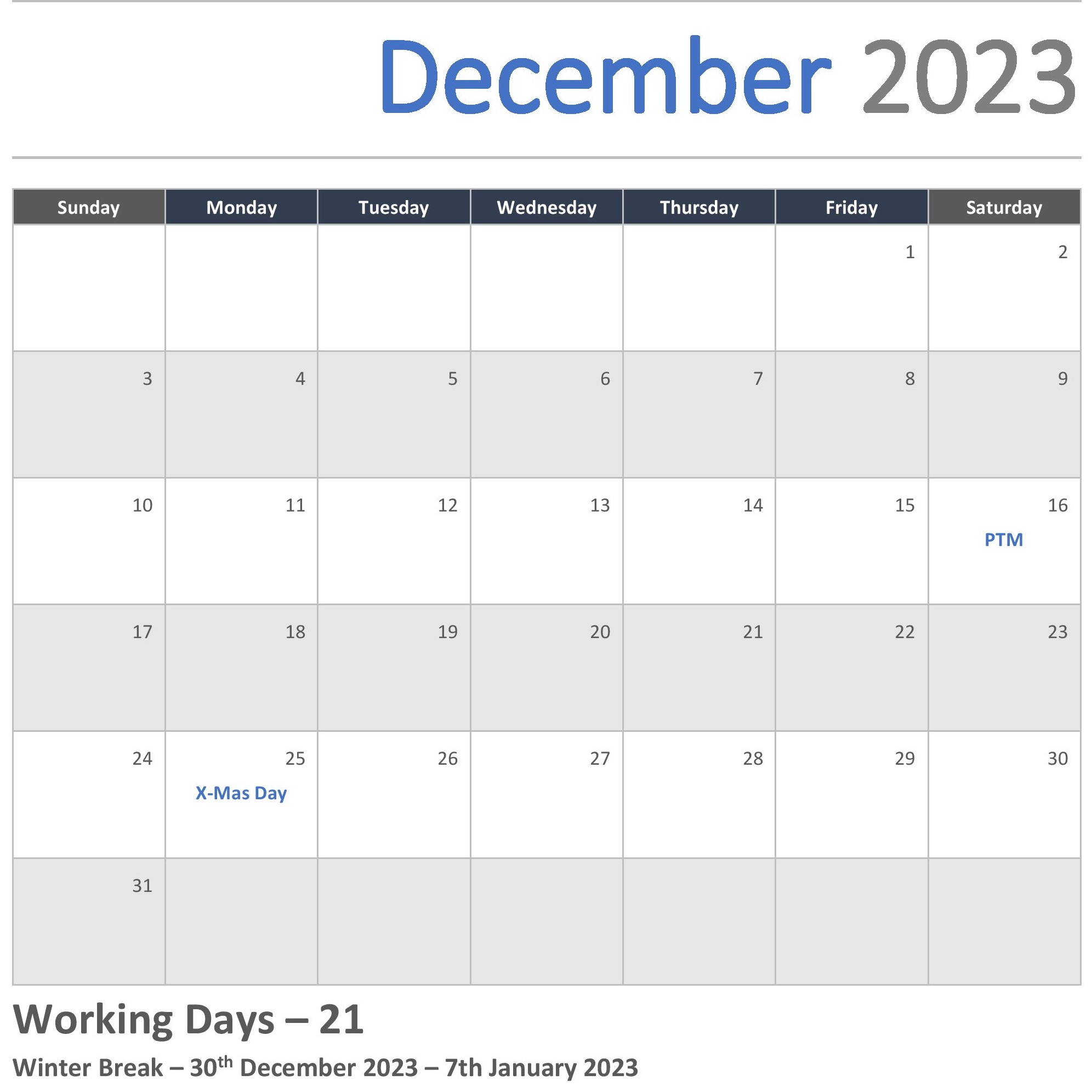 JKG Calendar