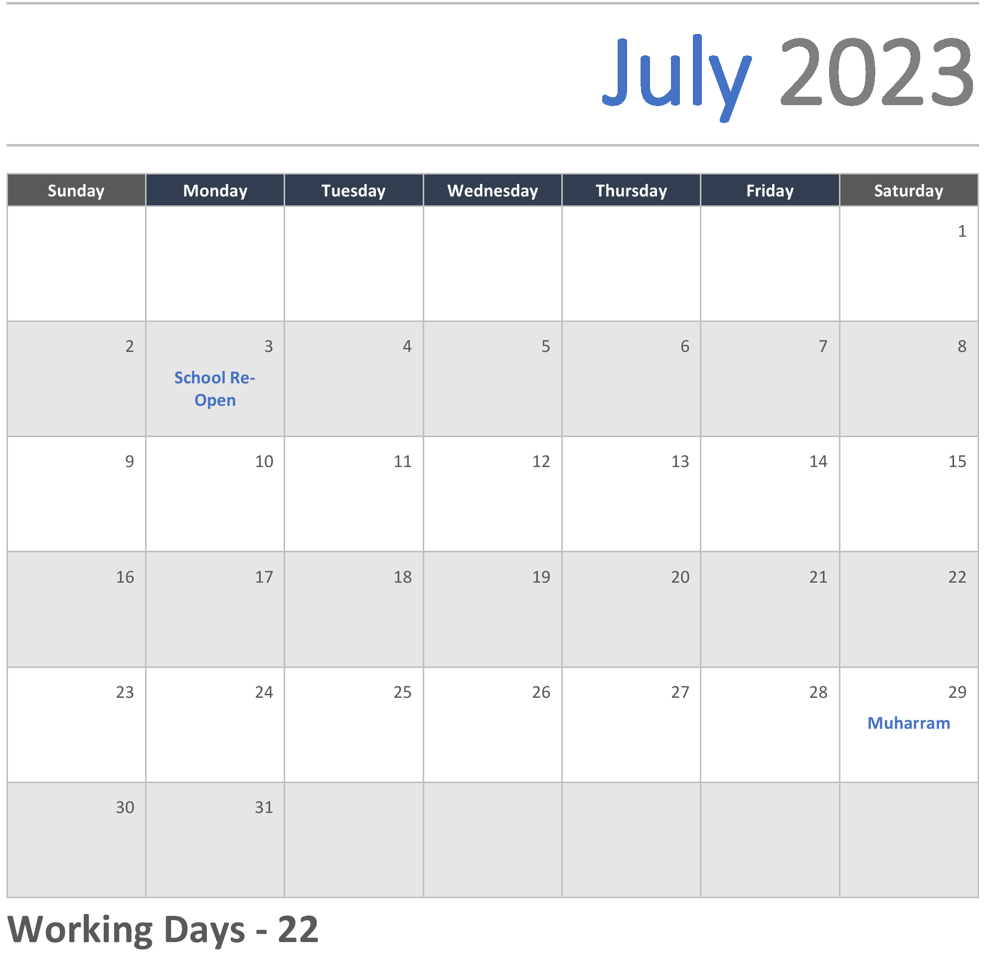 JKG Calendar