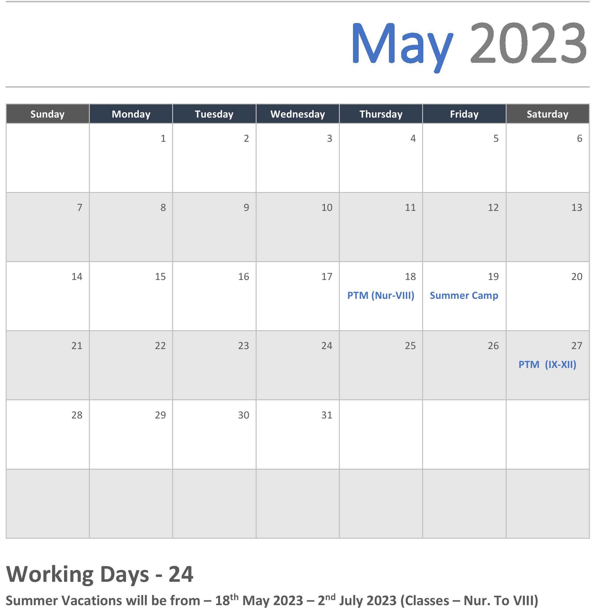 JKG Calendar