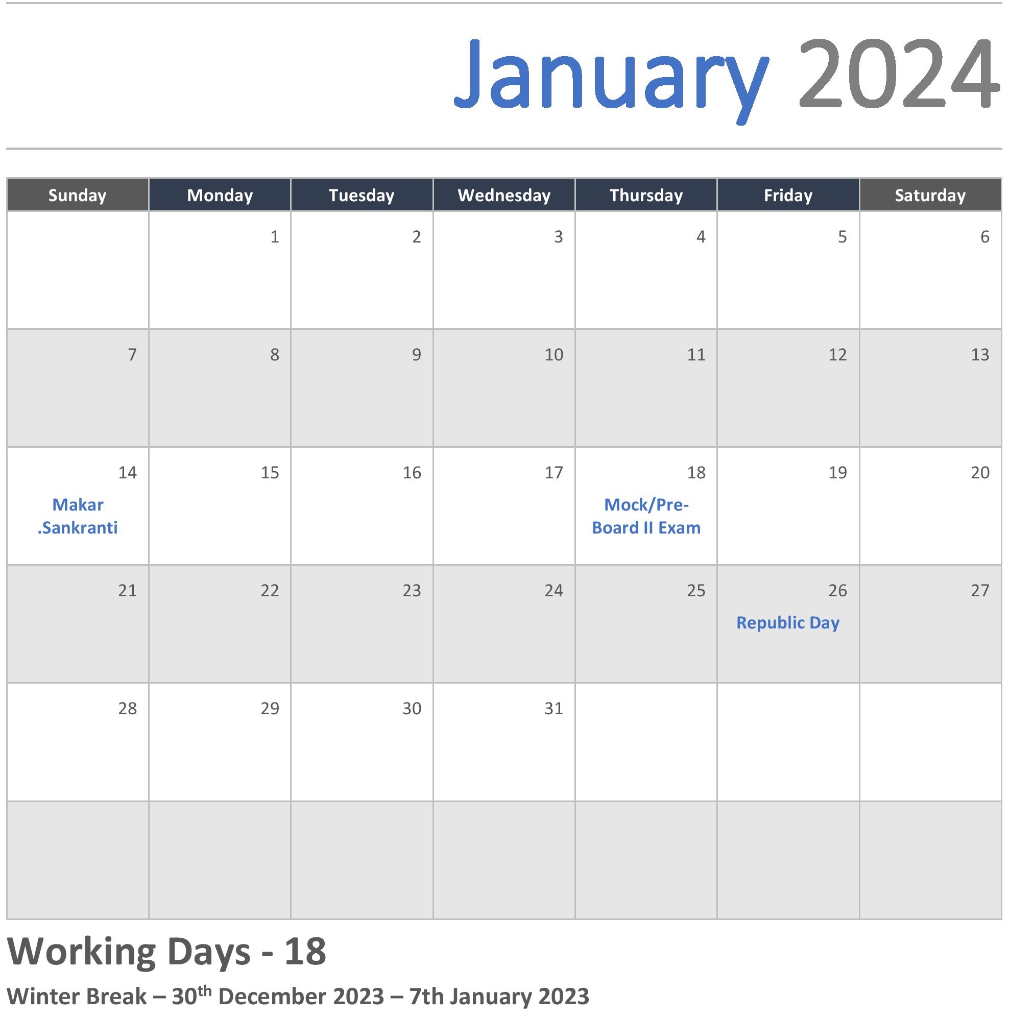 JKG Calendar