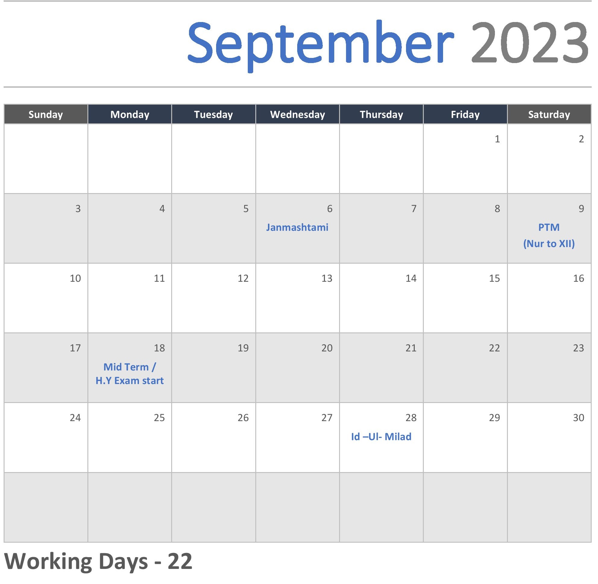 JKG Calendar