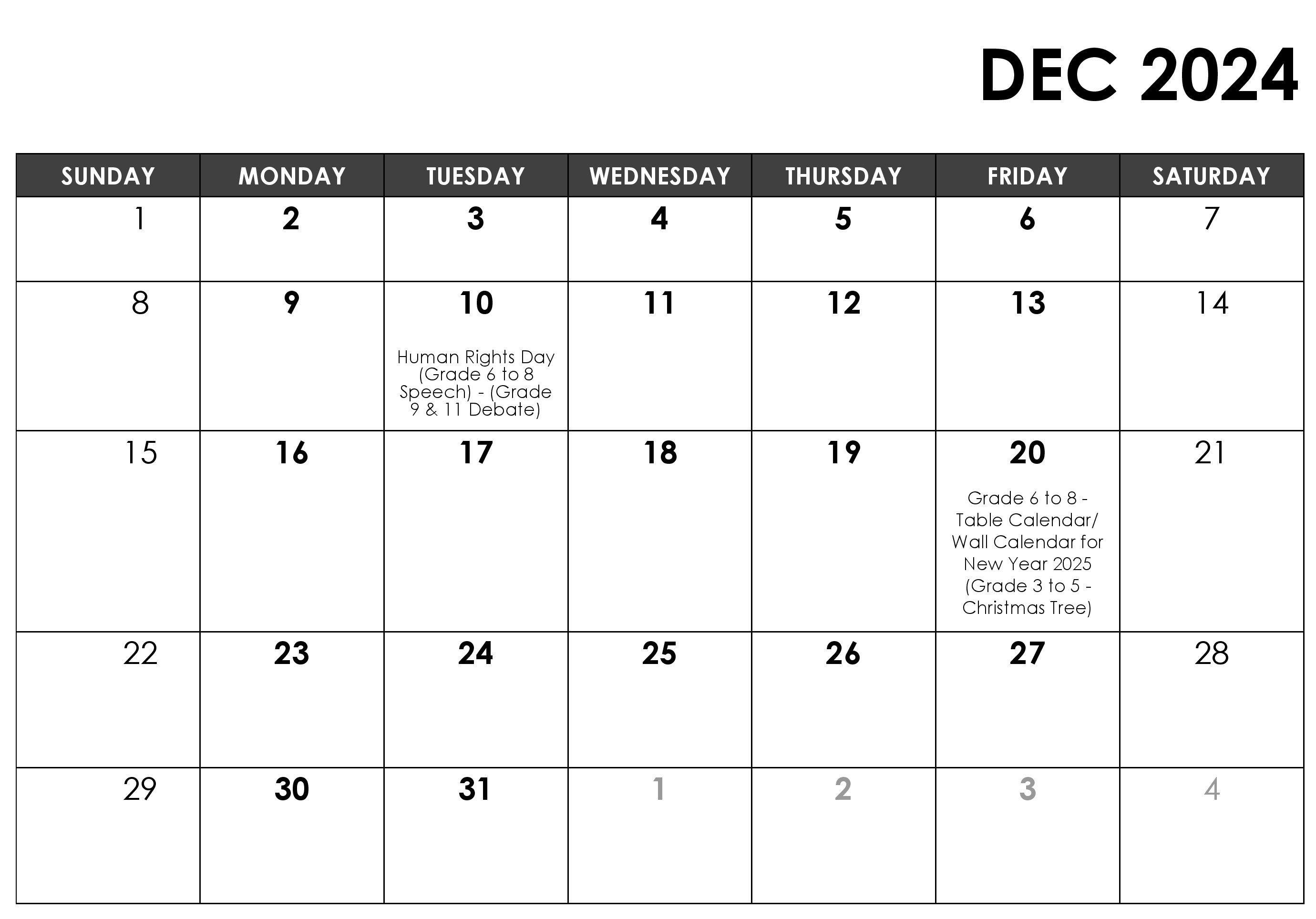 JKG Calendar
