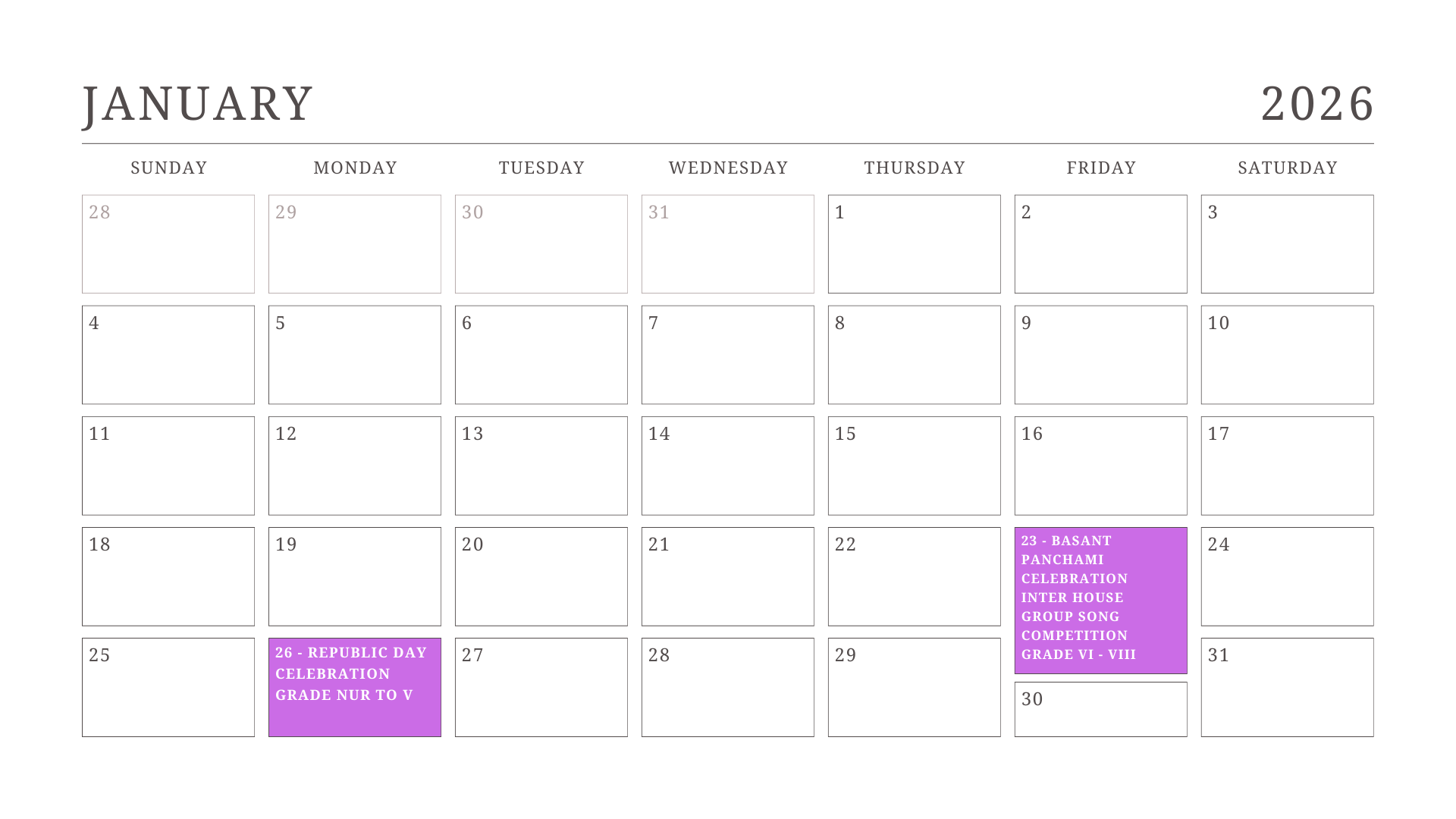 JKG Calendar