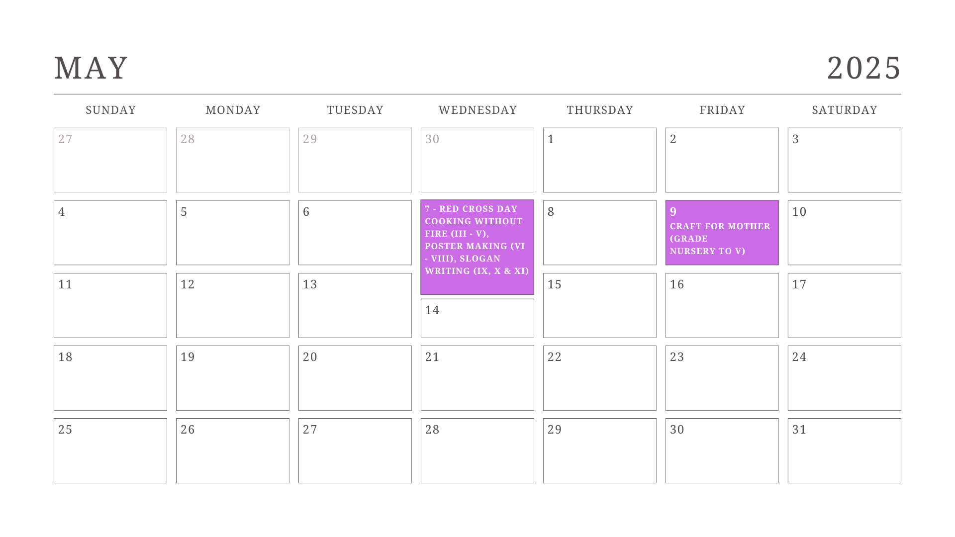 JKG Calendar