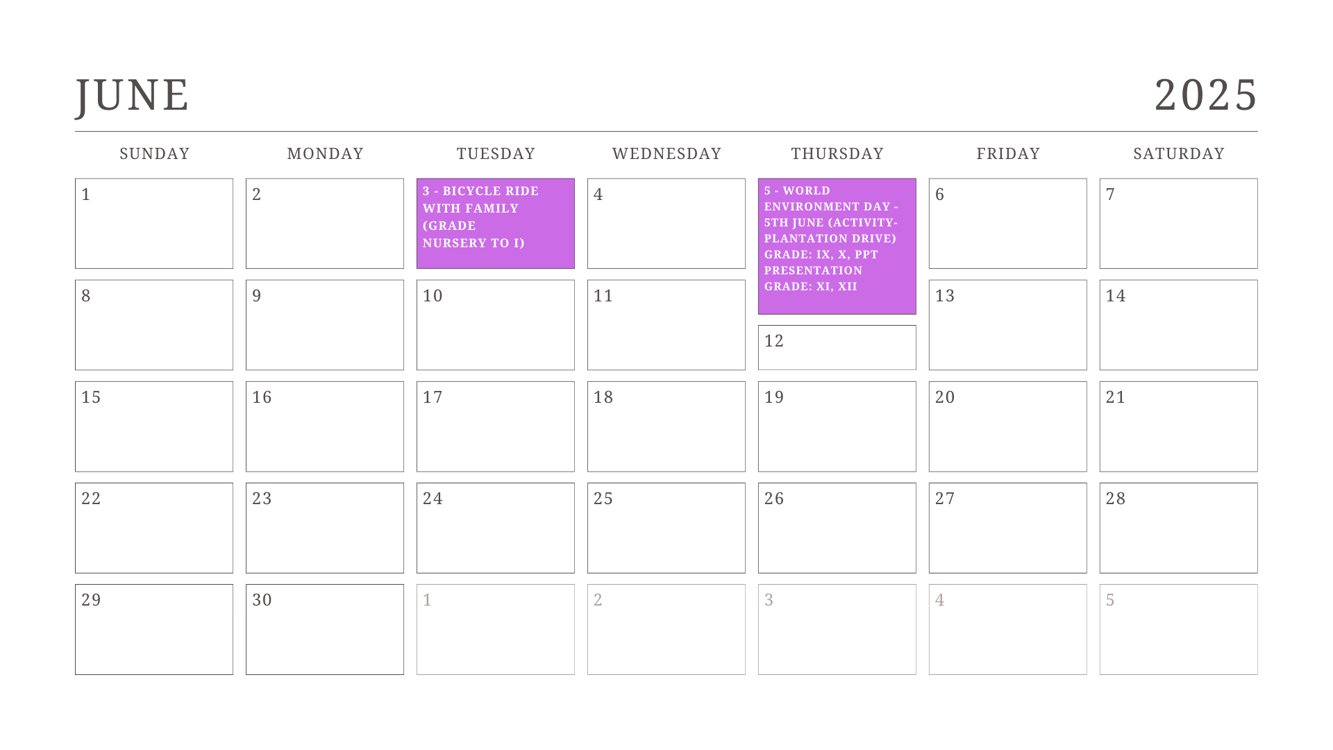 JKG Calendar