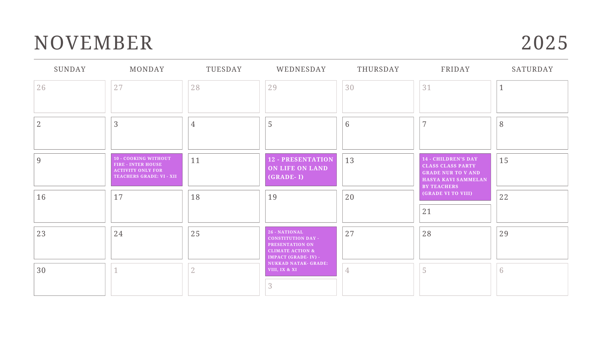 JKG Calendar