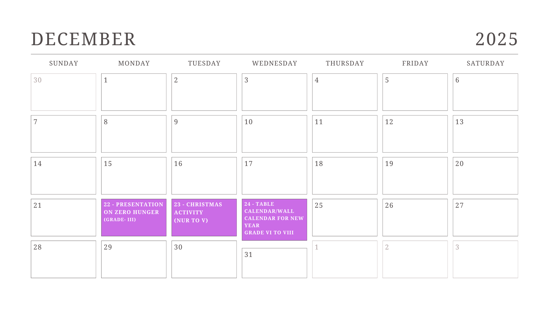 JKG Calendar