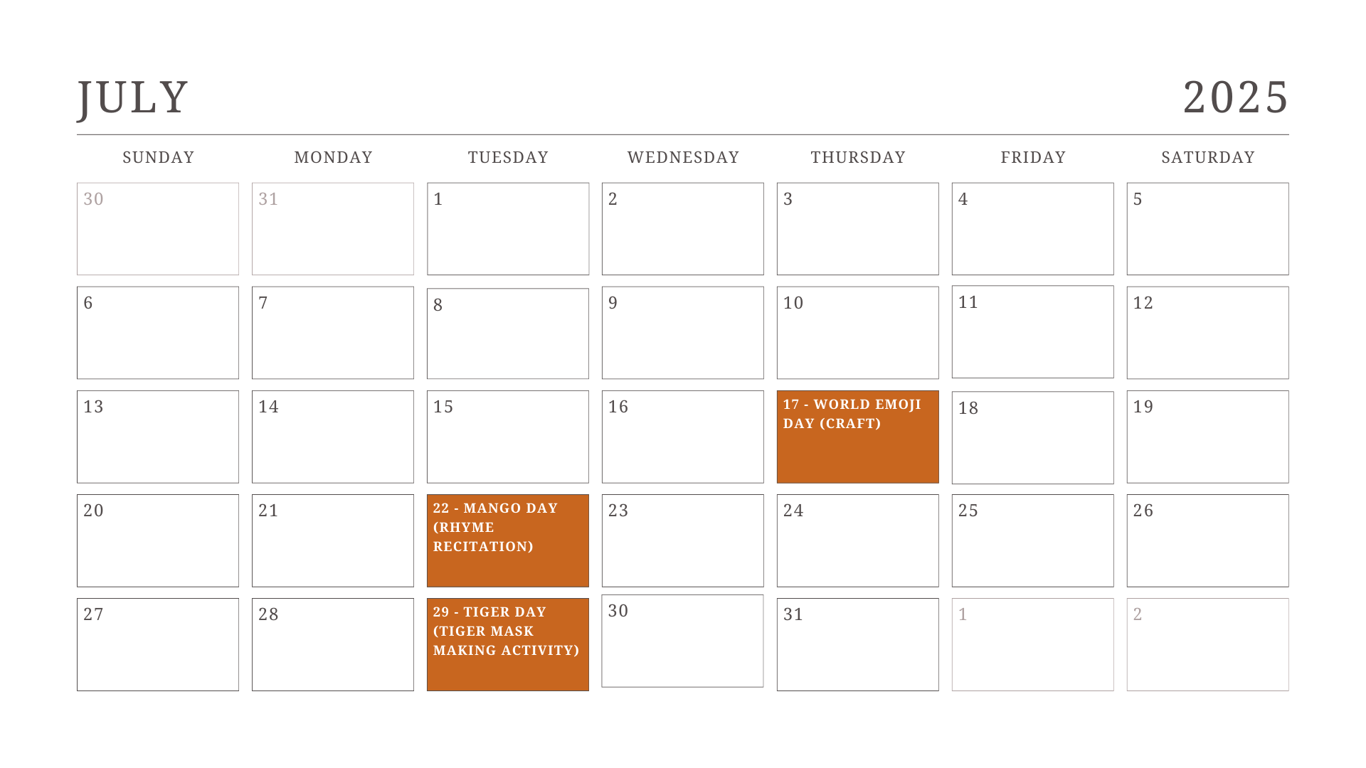 JKG Calendar