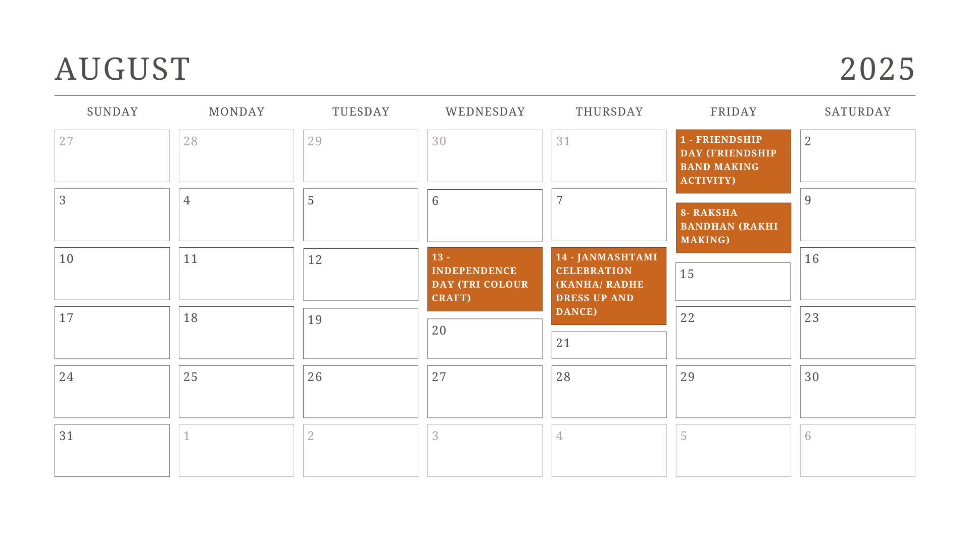 JKG Calendar