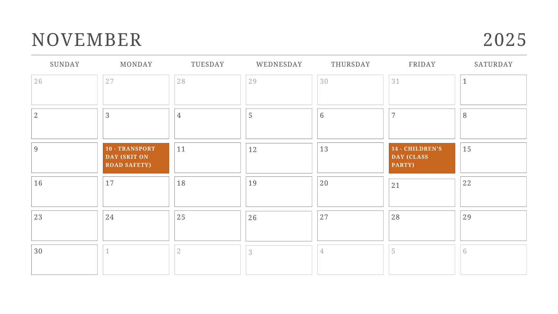 JKG Calendar