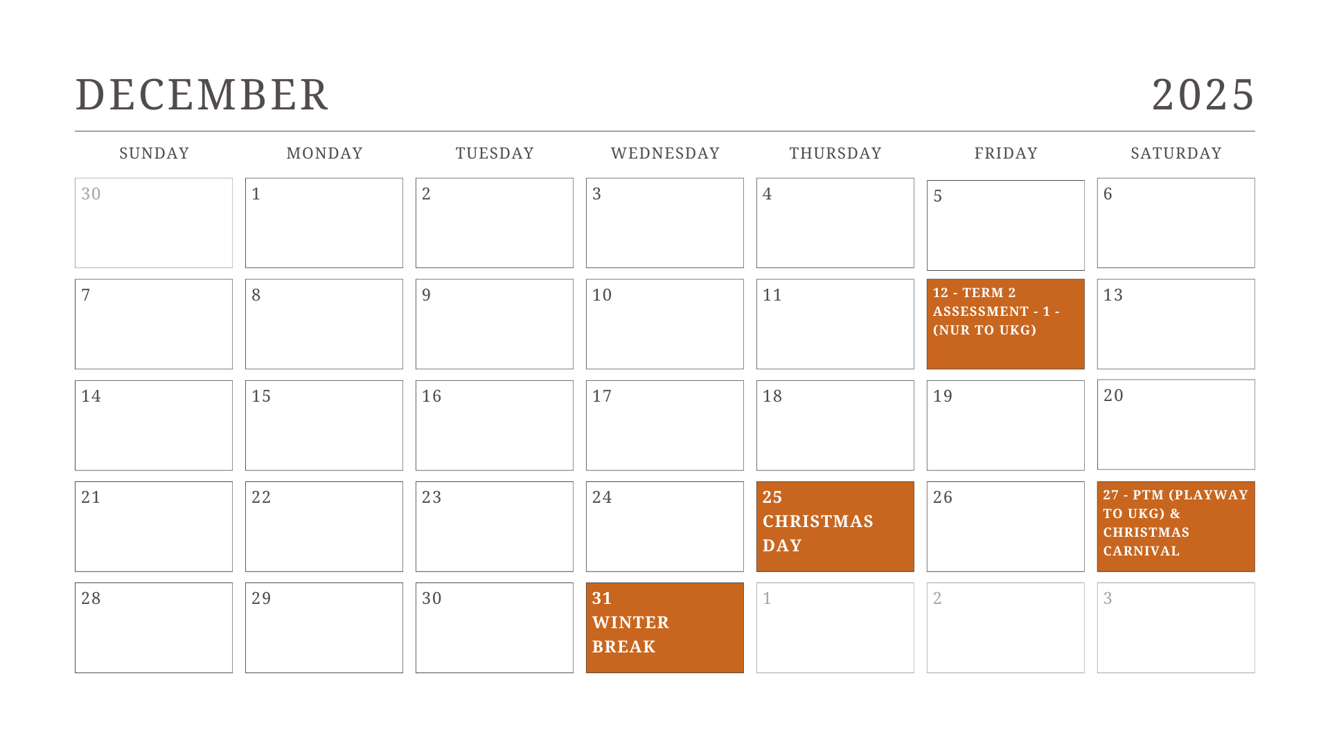 JKG Calendar