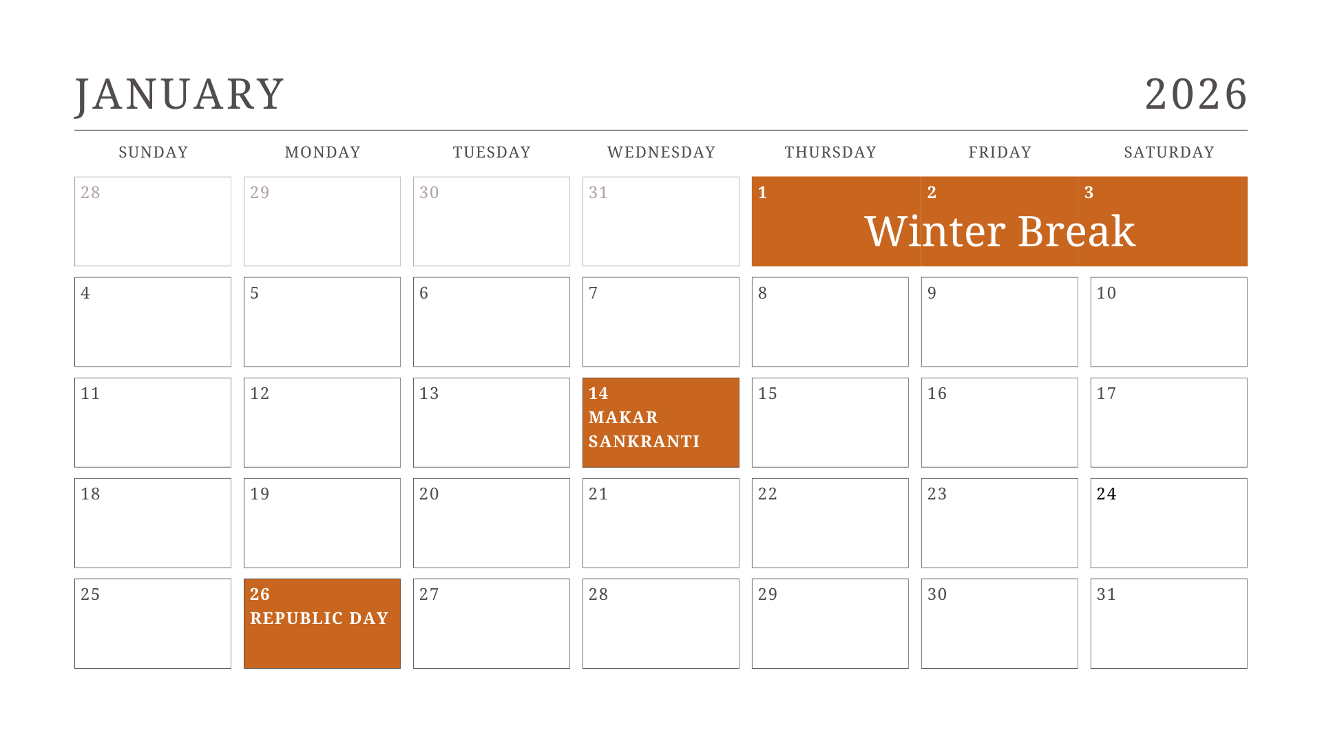 JKG Calendar