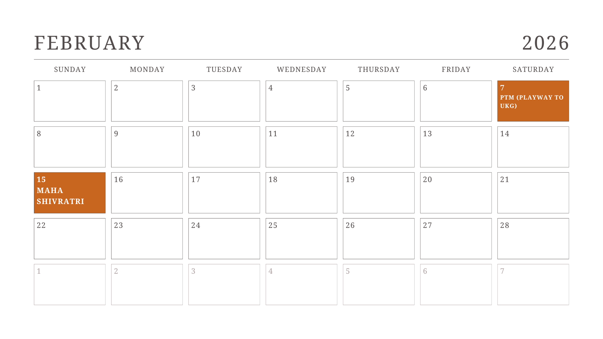 JKG Calendar