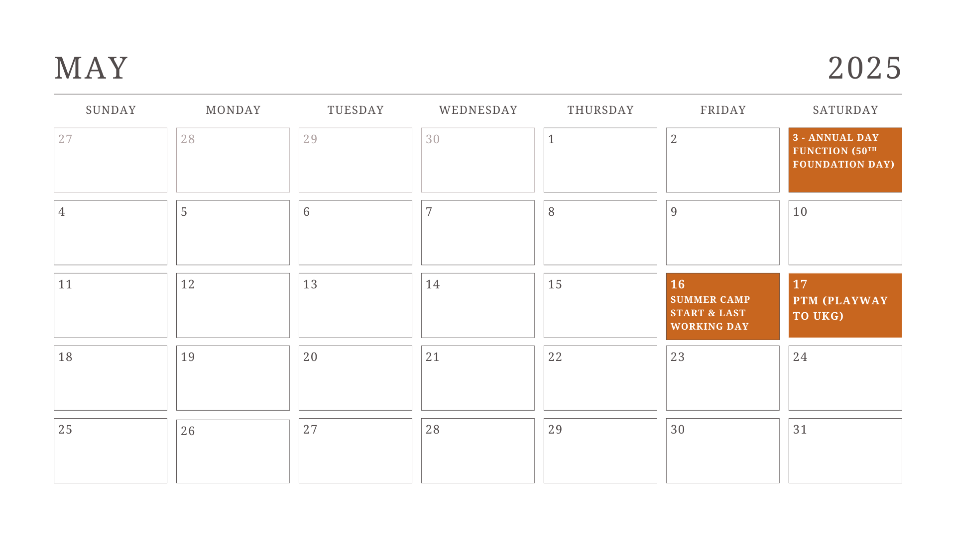 JKG Calendar