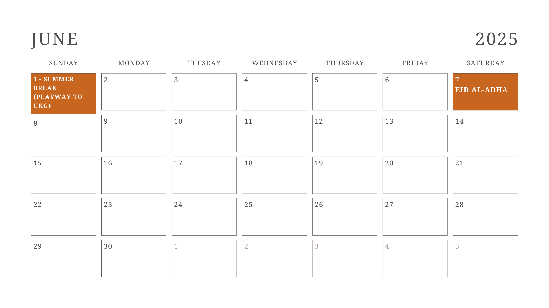 JKG Calendar