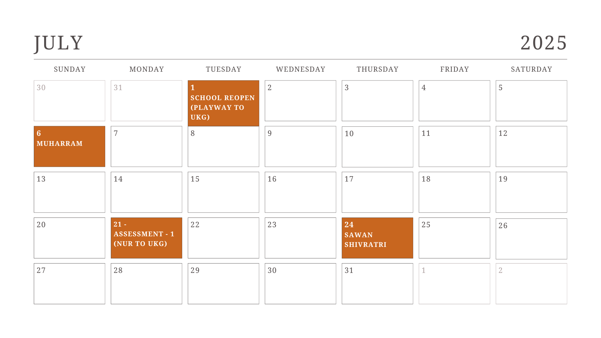 JKG Calendar