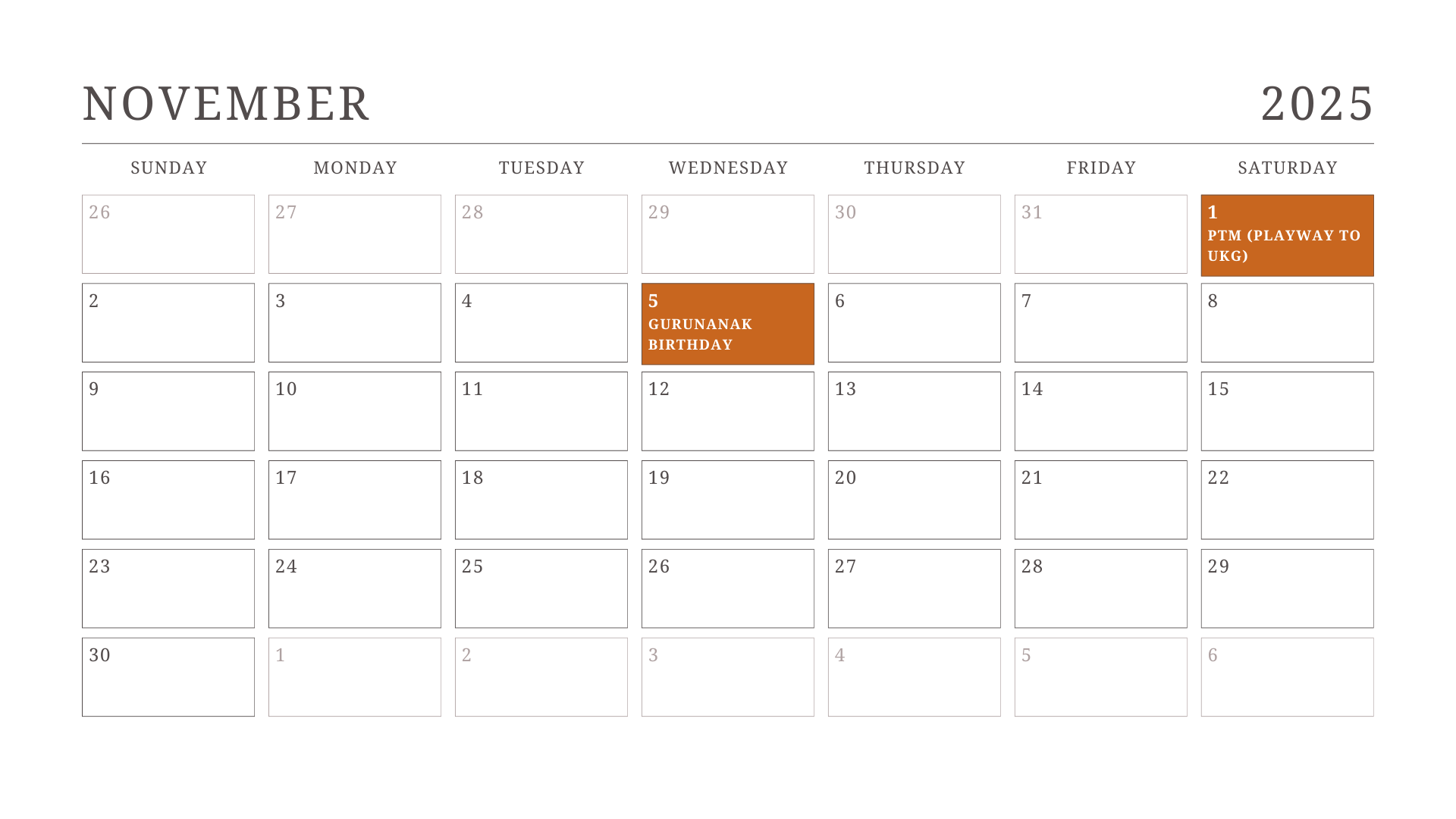 JKG Calendar