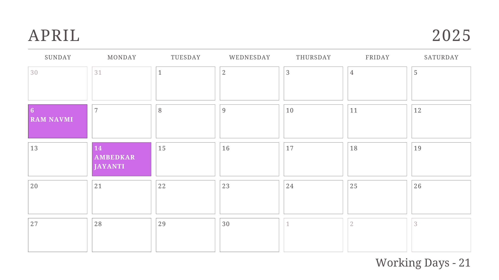 JKG Calendar