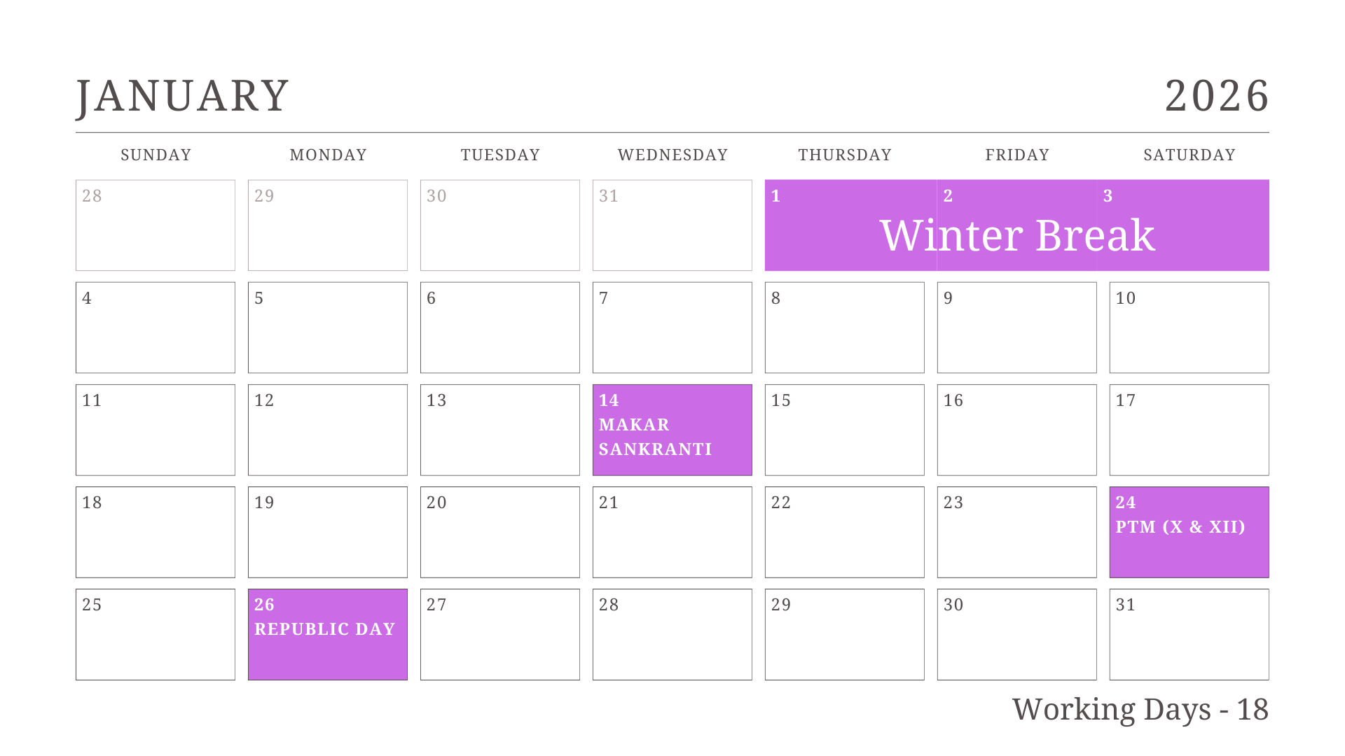 JKG Calendar