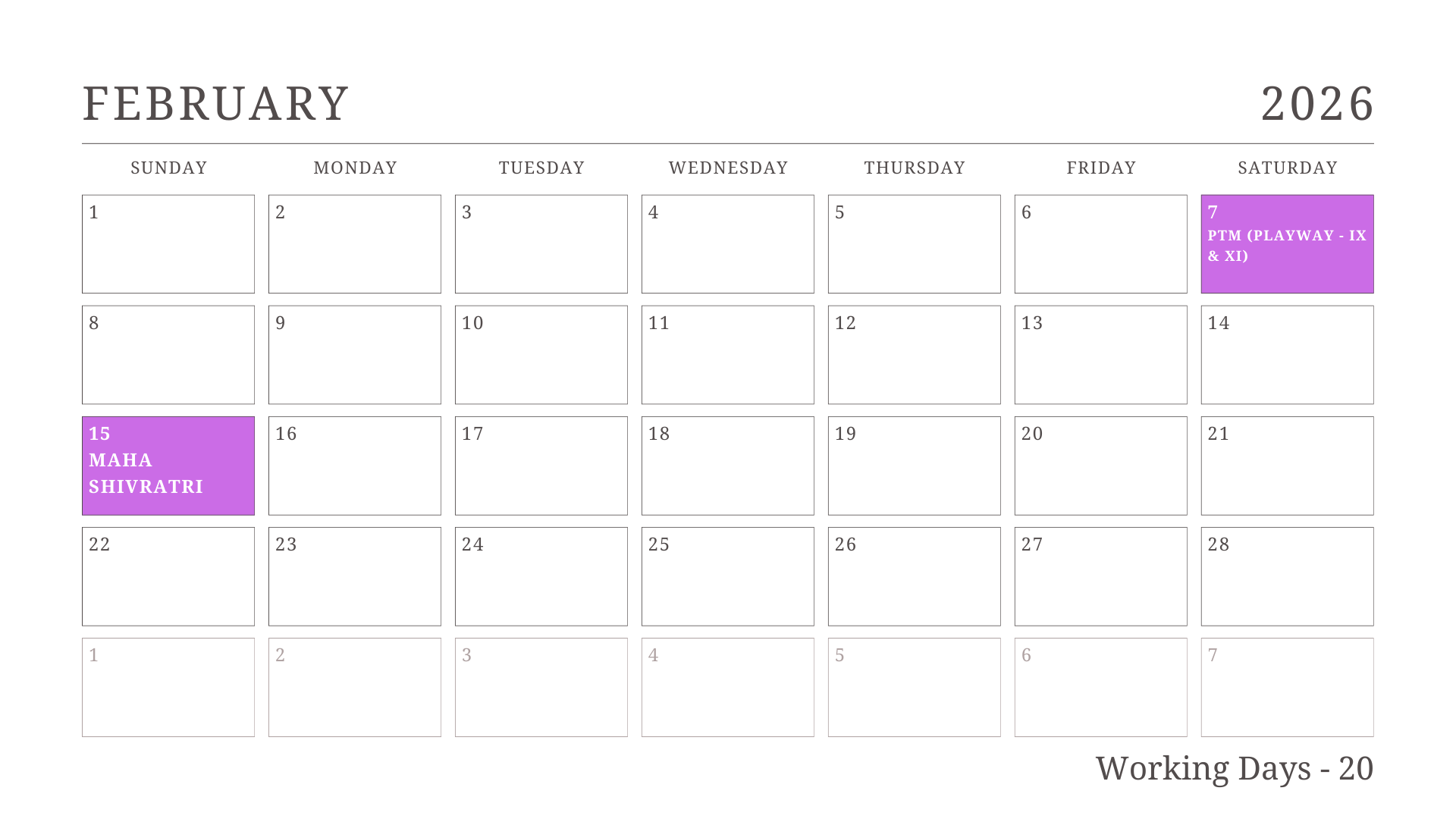 JKG Calendar