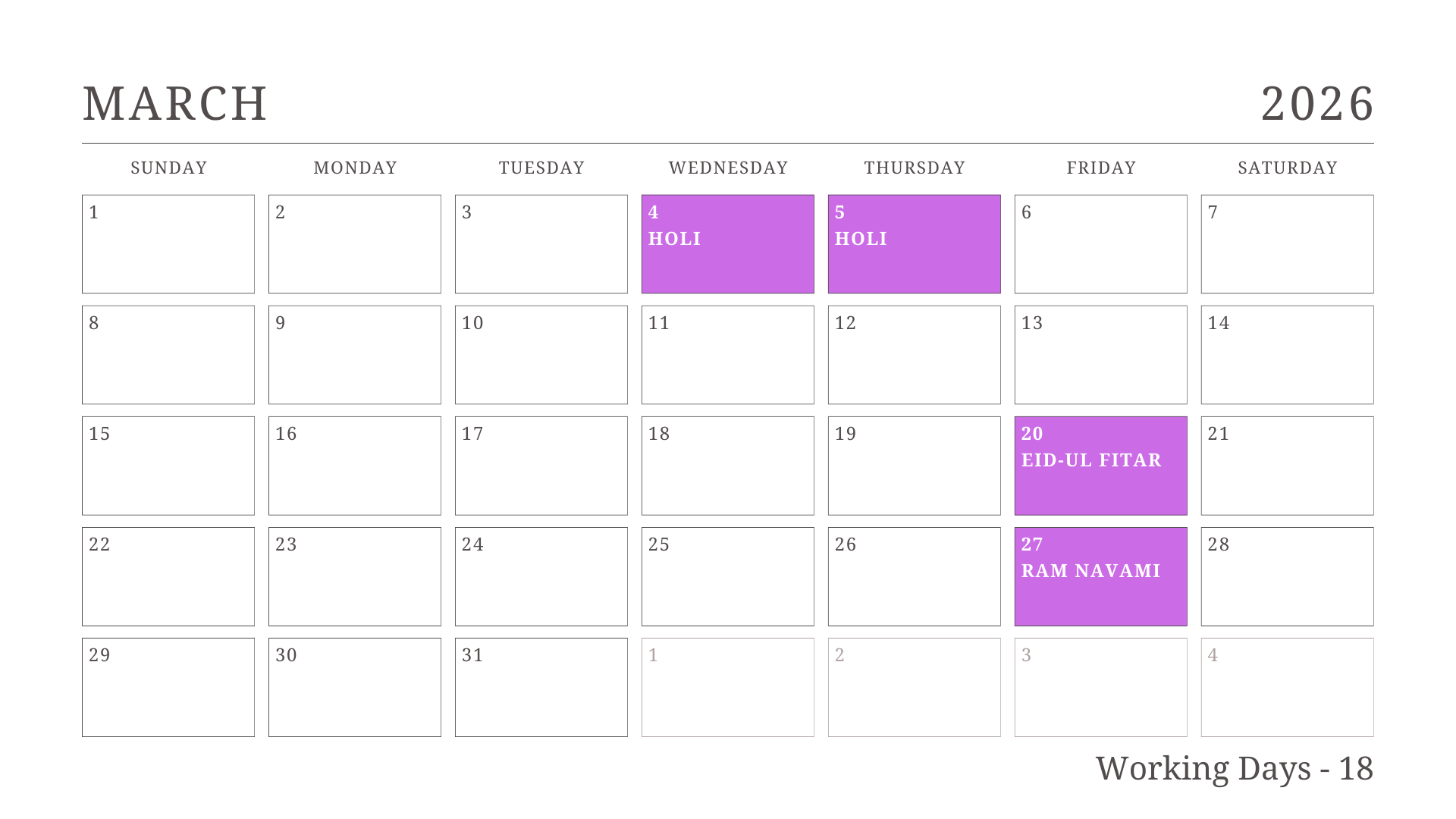 JKG Calendar
