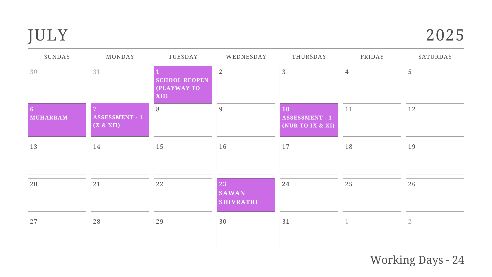 JKG Calendar