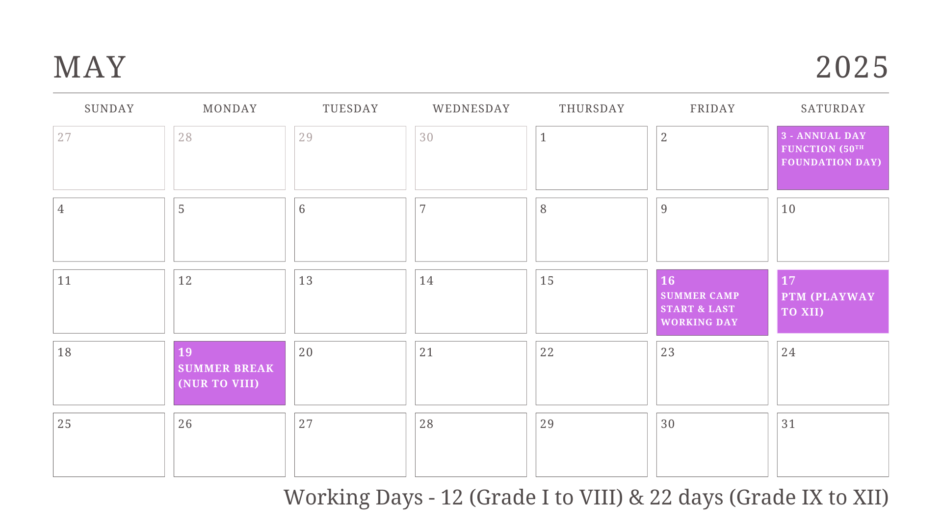 JKG Calendar