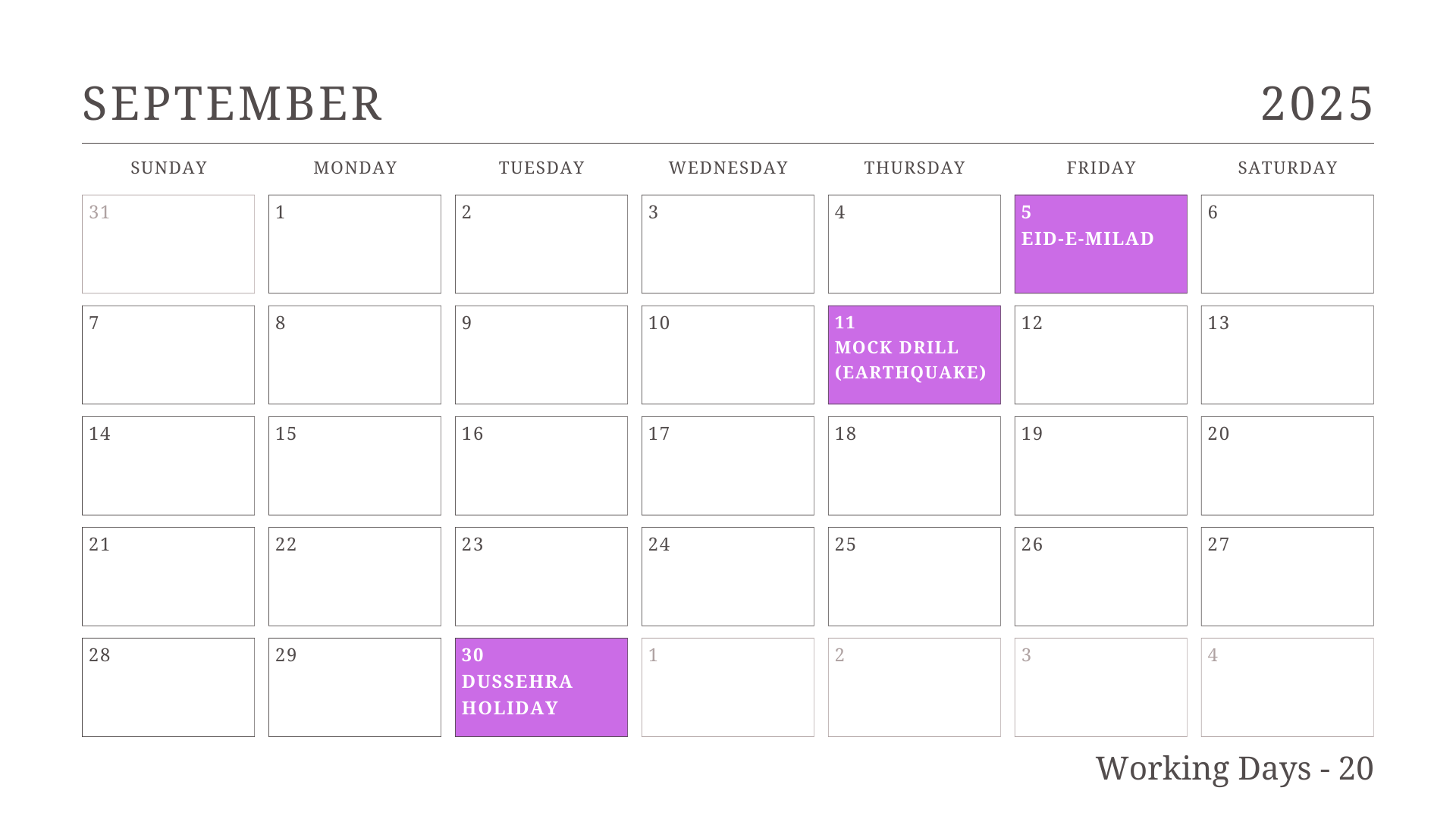 JKG Calendar