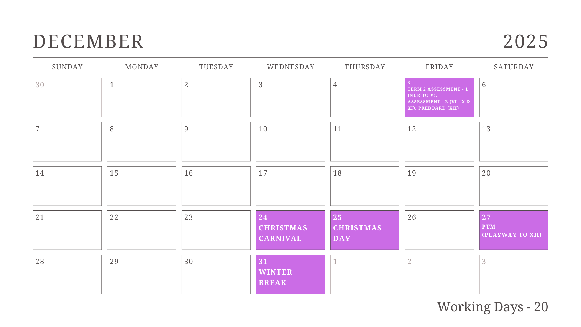 JKG Calendar