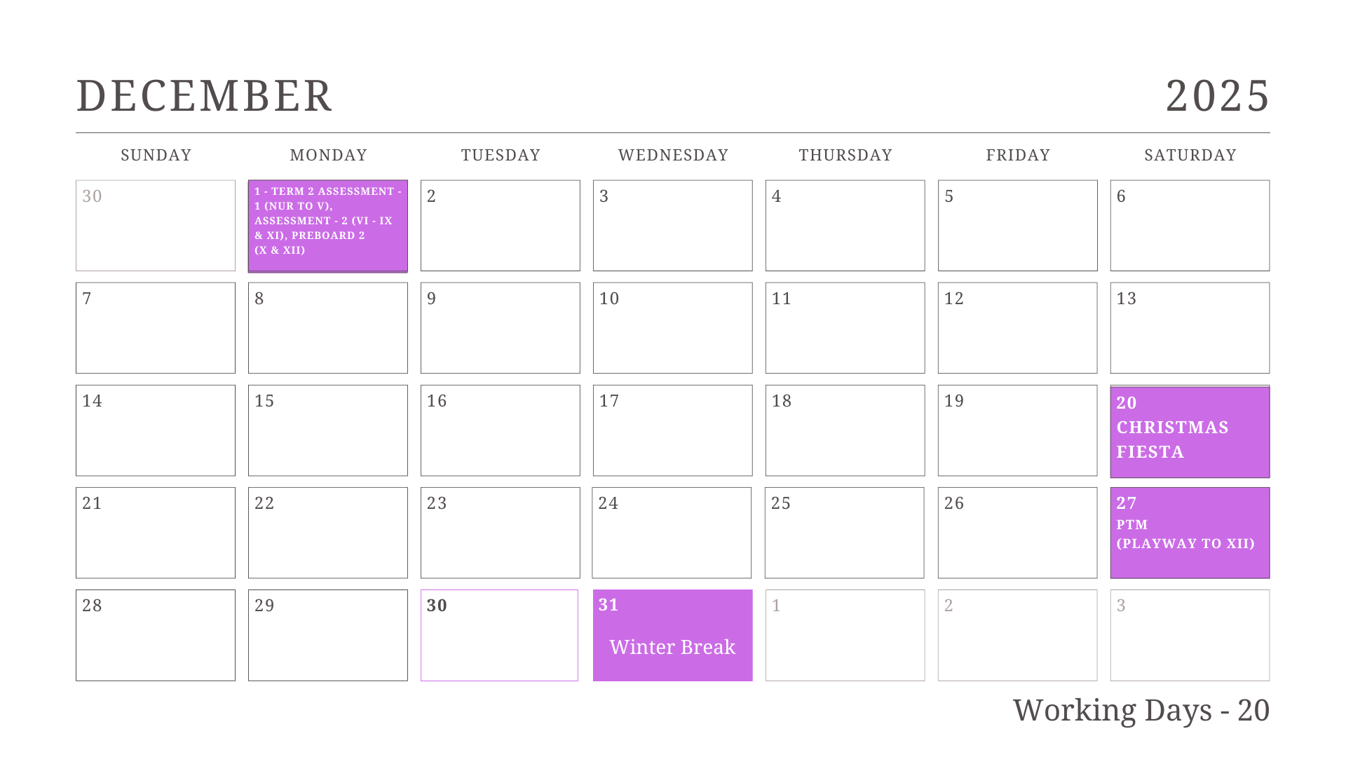JKG Calendar