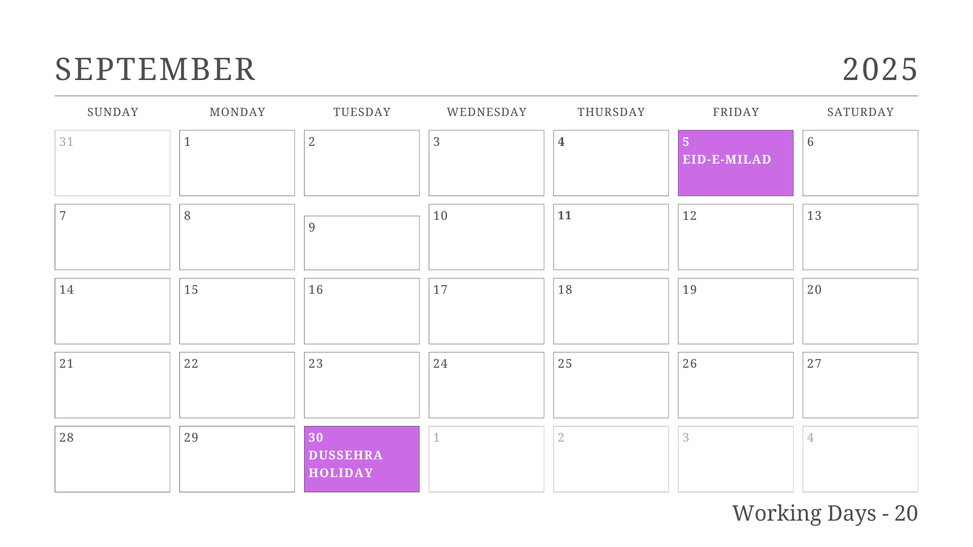 JKG Calendar