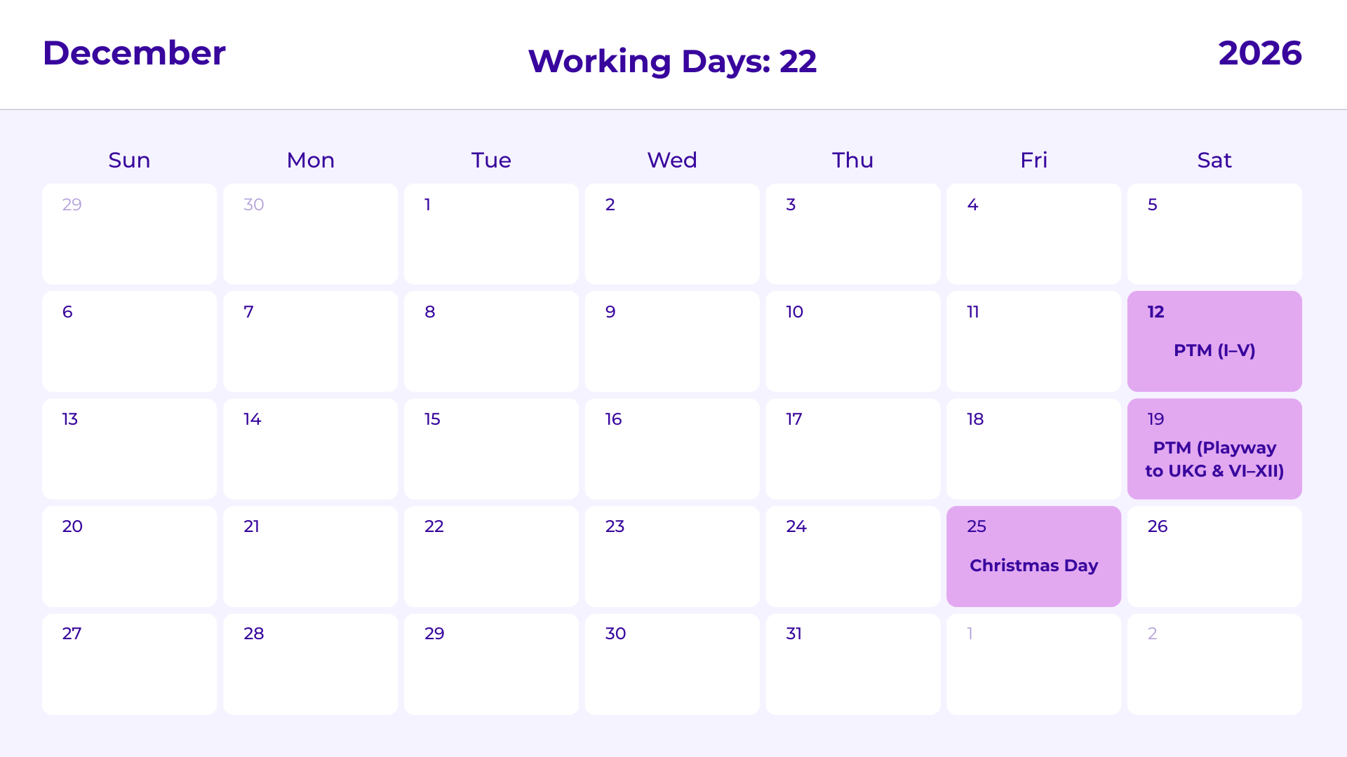JKG Calendar